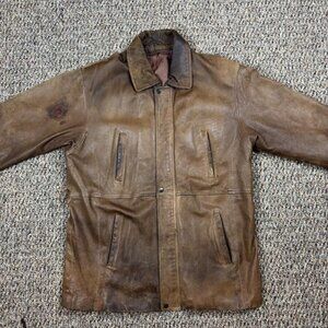 Men's Brown Coat Leather 1990s
